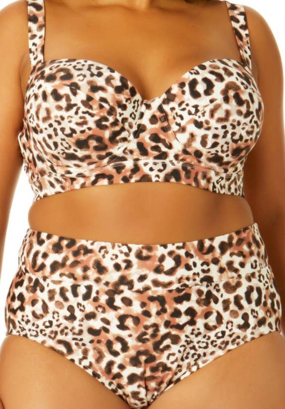 Time and True leopard cheetah animal print 2piece high waisted bikini 24/26 3X